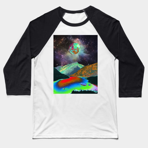 Psychedelic Landscape Baseball T-Shirt by Cajuca